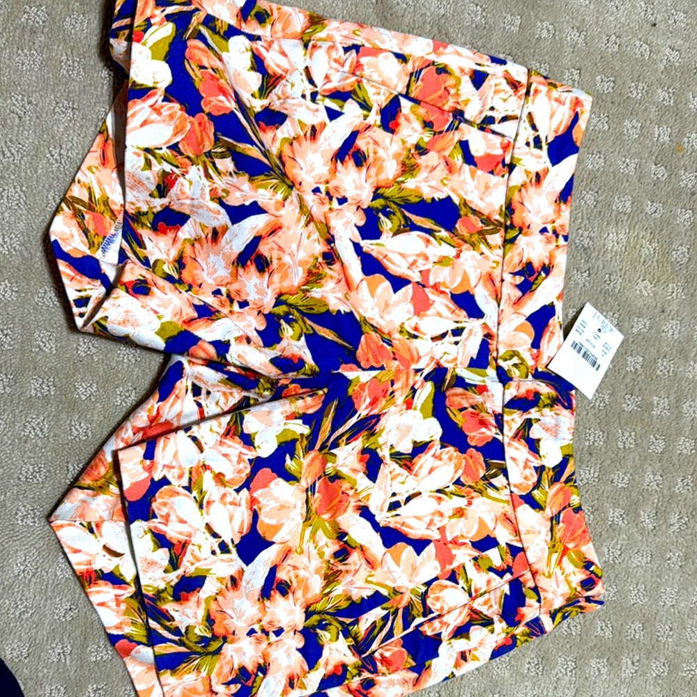 Floral Print Shorts in Blue and Orange